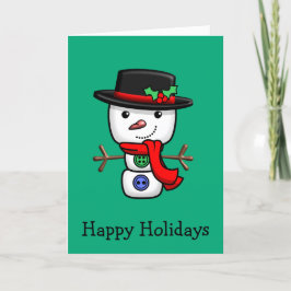 Agradecimento Cartão de Férias Folheado de Natal Jolly Snowman