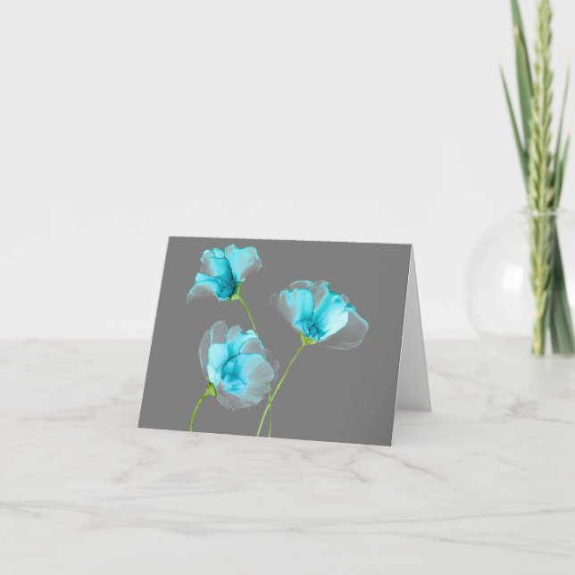 Agradecimento Cartão de Flores Azuis (Frente)