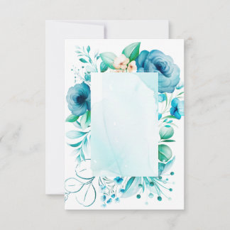 Agradecimento Cartão de flores azuis em aquarela, crie o seu pró
