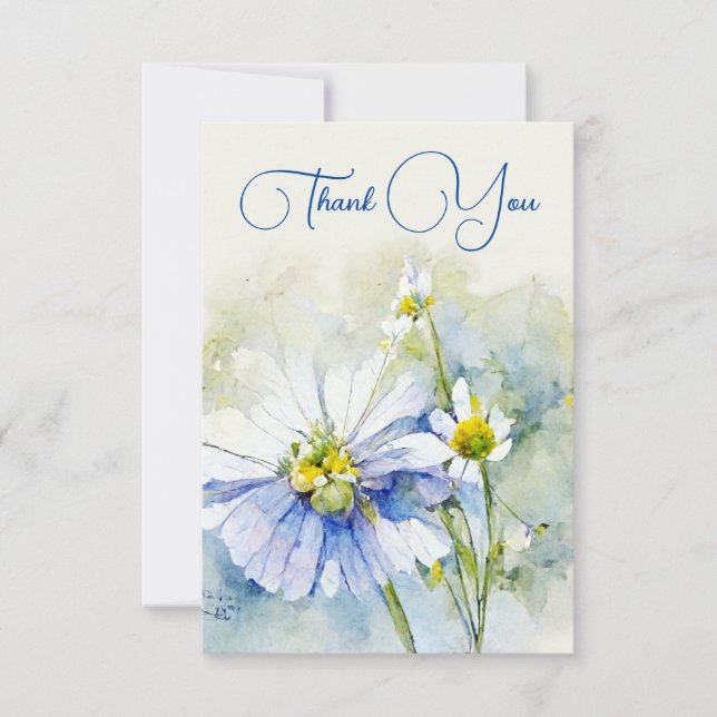 Agradecimento Cartão de flores de aquarela Obrigado (Frente)