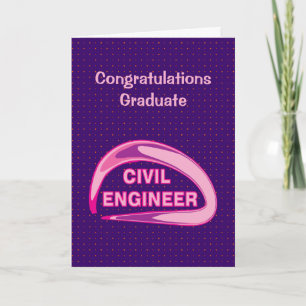 Agradecimento Cartão de Formatura de Engenharia Civil Rosa