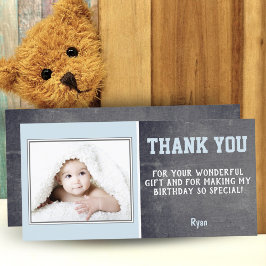 Agradecimento Cartão de Foto de Aniversário Azul de Agradeciment