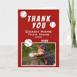 Agradecimento Cartão de Foto de Beisebol Obrigado Treinador Verm