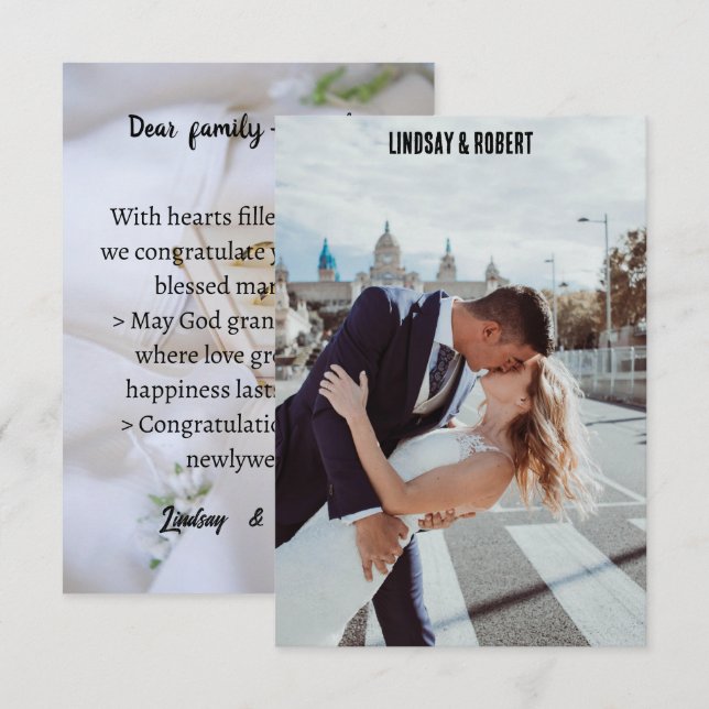 Agradecimento cartão de foto de casamento (Frente/Verso)
