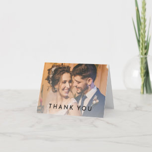 Agradecimento Cartão de Foto de Casamento Branco Moderno Dobrado