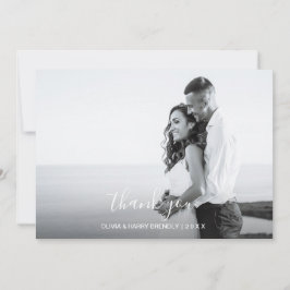 Agradecimento Cartão de Foto de Casamento com Letra à Mão - Escr