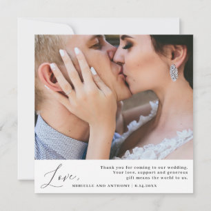 Agradecimento Cartão de Foto de Casamento de Amor e Agradeciment