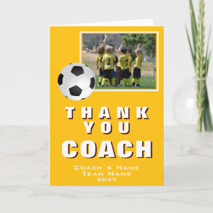 Agradecimento Cartão de Foto de Equipe de Futebol Amarelo Obriga