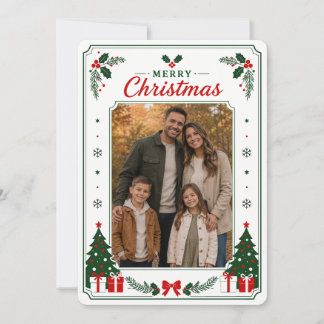 Agradecimento Cartão de Foto de Família de Natal Tradicional Clá