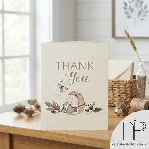 Agradecimento Cartão de Foto Dobrado Mamãe e Bebêouriço