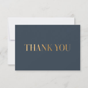 Agradecimento Cartão de Foto Elegante Chic Azul Marinho Dourado