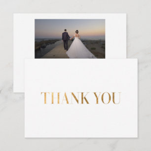 Agradecimento Cartão de Foto Elegante Chic Branco Ouro Obrigado