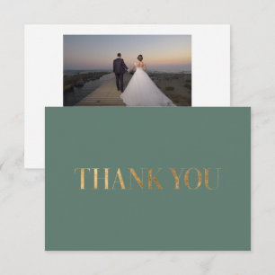 Agradecimento Cartão de Foto Elegante Chic Inverno Verde Dourado