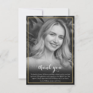 Agradecimento Cartão de Foto Preto e Branco com Letra Elegante p