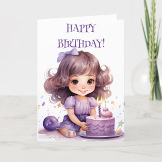 Agradecimento CARTÃO DE GAROTA DE ANIVERSÁRIO DE lavanda