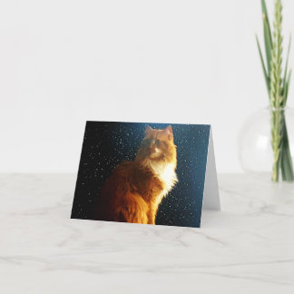 Agradecimento Cartão de Gatinho espacial e estrelas