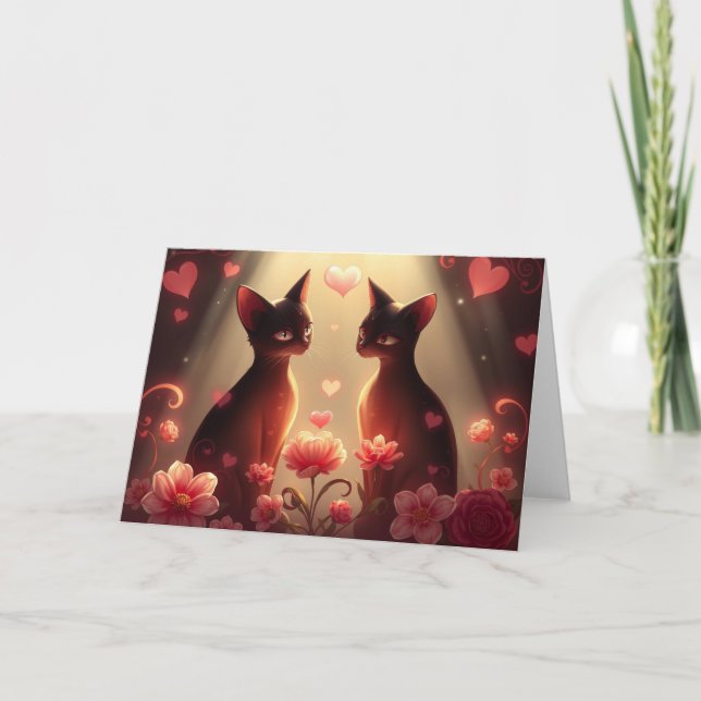 Agradecimento Cartão de gato para Namorados românticos (Frente)