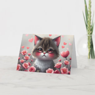 Agradecimento Cartão de Gato Romântico do Dia dos Namorados