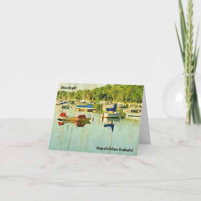 Agradecimento Cartão de Graduação de Barcos de Navegação Vermelh (Frente)