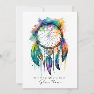 Agradecimento Cartão de Graduação Rainbow Dreamcatcher Watercolo