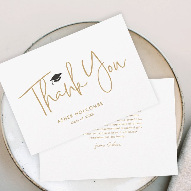 Agradecimento Cartão de Graduação Simples Moderno (Modern script graduation thank you card.
)