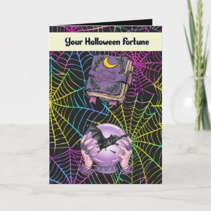 Agradecimento Cartão de Halloween com Webs e Fortuna Coloridos