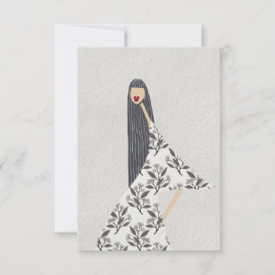 Agradecimento Cartão de Ilustração de Moda Glam Floral Feminina
