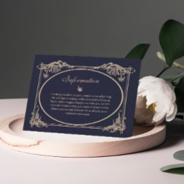Agradecimento Cartão de Informações de Casamento Barroco Azul Ma