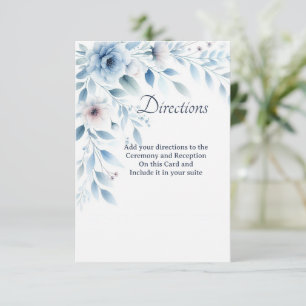 Agradecimento Cartão de Instruções com Floral Azul Elegante