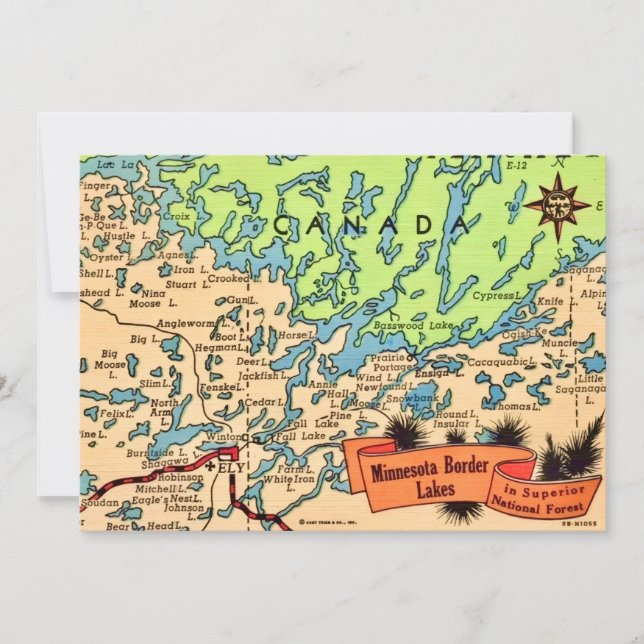 Agradecimento Cartão de Mapa dos Lagos de Minnesota (Frente)
