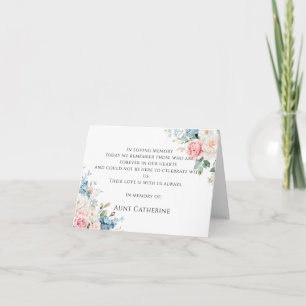 Agradecimento Cartão de Memória de Casamento Floral Rosa e Azul