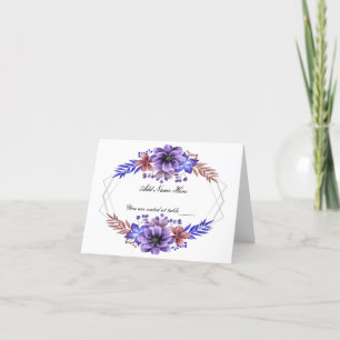 Agradecimento Cartão de Mesa Floral de Casamento com Cor de Água