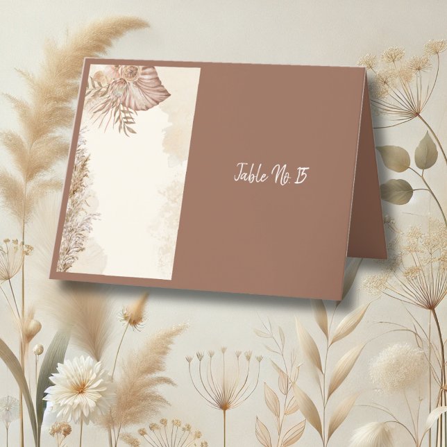 Agradecimento Cartão de mesa Neutral de Casamento Elegante Brown (Criador carregado)