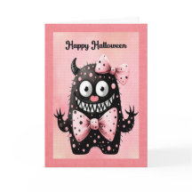 Cartão de Monstro Fofo de Halloween para Crianças