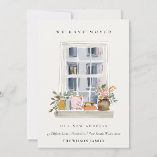 Agradecimento Cartão de Mudança de Apartamento Chic com Janela F