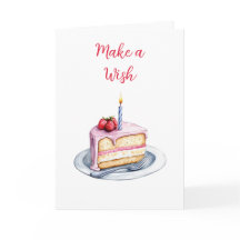 Cartão de Nascimento de Bolo de Aquarela