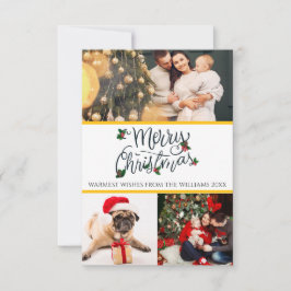 Agradecimento cartão de natal alegre com 3 fotos