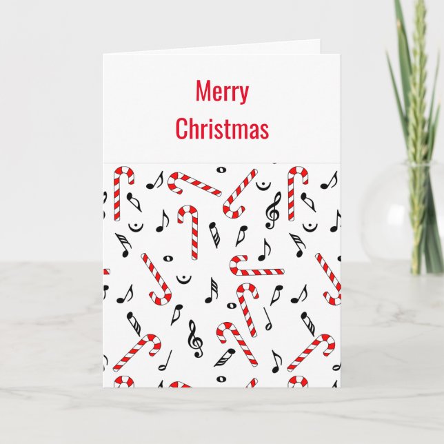 Agradecimento Cartão de Natal Candy Cane Music Notes (Frente)