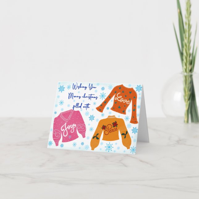 Agradecimento Cartão de Natal cheio de amor, obra e alegria (Frente)