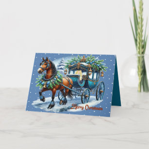 Agradecimento Cartão de Natal com Cavalo e Buggy e Passageiro