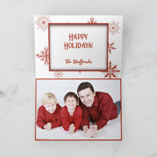 Agradecimento Cartão de Natal com Desenho de Neve Vermelha em Te