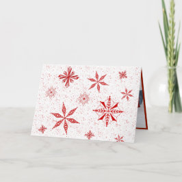 Agradecimento Cartão de Natal com Desenho de Neve Vermelha em Te