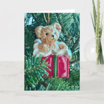 Cartão de Natal com Enfeite de Urso de Pelúcia