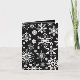 Agradecimento Cartão de Natal com Floco de Neve Preto, Vermelho 