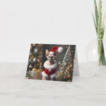 Cartão de Natal com Foto de Gato Sphynx