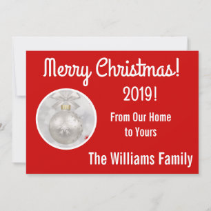 Agradecimento Cartão de Natal com Ornamento de Bolinhas Vermelha