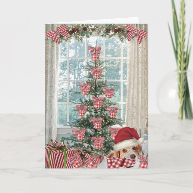 Agradecimento Cartão de Natal com um belo beagle Dog (Frente)