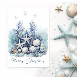 Agradecimento Cartão de Natal Costeiro Personalizável