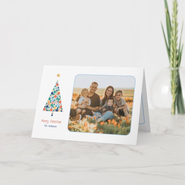 Agradecimento Cartão de Natal de árvore colorida mínima (Frente)