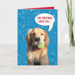 Agradecimento Cartão de Natal de Cachorro Alegre Com Bola